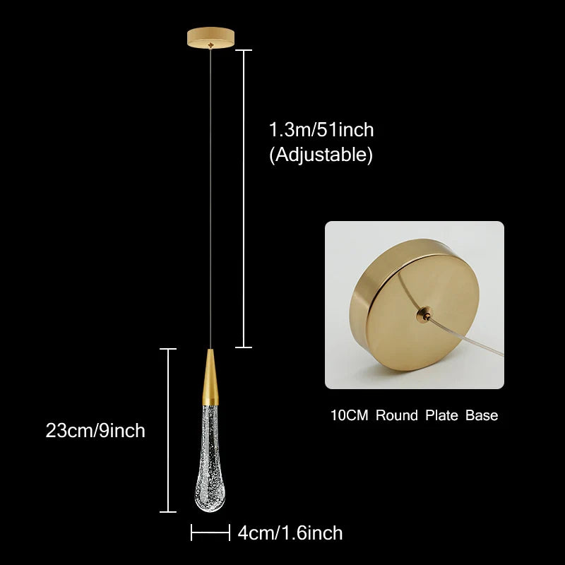 Vivolux | Kristall LED Pendelleuchten: Perfekt für Schlafzimmer, Esszimmer, Bar - Wassertropfen-Kronleuchter, Treppenlampe für die Innendekoration