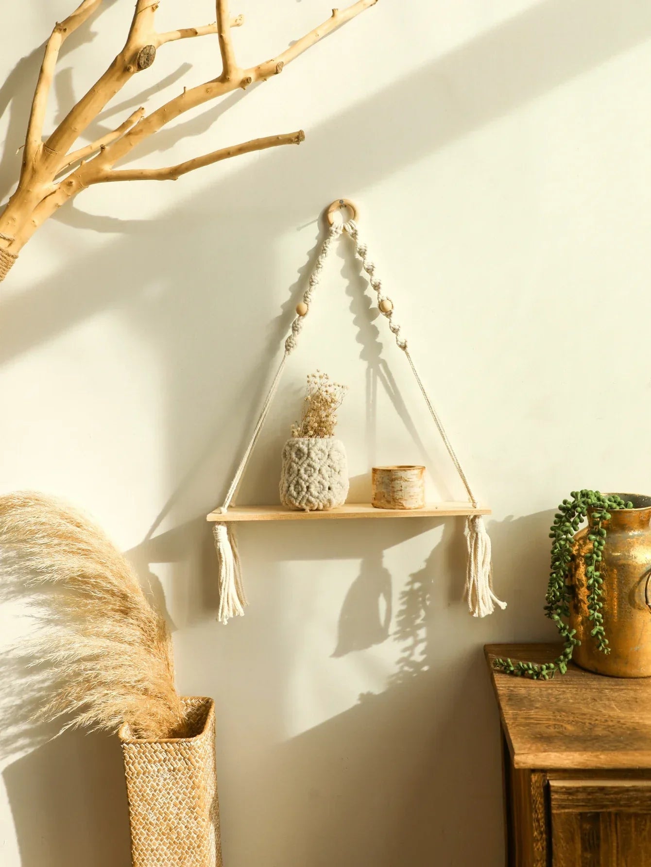 Vivolux | Wandregal – Holz – Hängeregale – Boho-Heimdekoration – Raumdekoration
