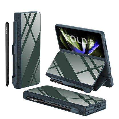 Vivolux | Stoßfeste Rüstungshülle Hülle Glas Abdeckung Ständer Einfügkarte Lederhülle für Samsung Galaxy Z Fold 5/4