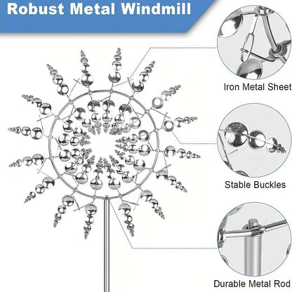 Vivolux | Windmühle Spinner | Einzigartiges windbetriebenes Gartendekor aus Metall