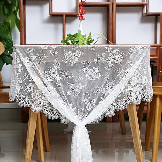 Vivolux | Rustikale Hochzeit Weiße Spitze Tischdecke Vintage Bestickte Empfangstisch Dekor Boho Party Valentinstag Tischdecke
