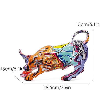 Vivolux | Graffiti-Malerei Harz Bull Figuren Home Wohnzimmer Schlafzimmer Büro Desktop Feng Shui Ornamente Sammlung Statuen