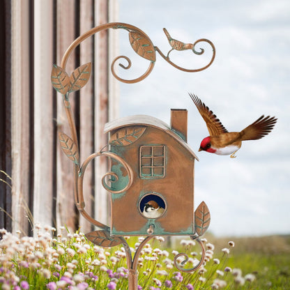 Metallkunst Vogelhaus Gartenstecker - Talart