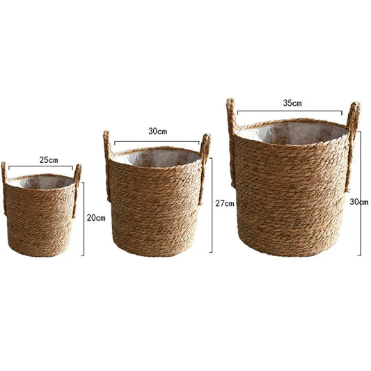 Vivolux | Nordic Extra Large Straw Flower Pot Seaweed Storage Basket Potted Green Plant Flower Basket Hand Woven Floor Indoor Flower Pot