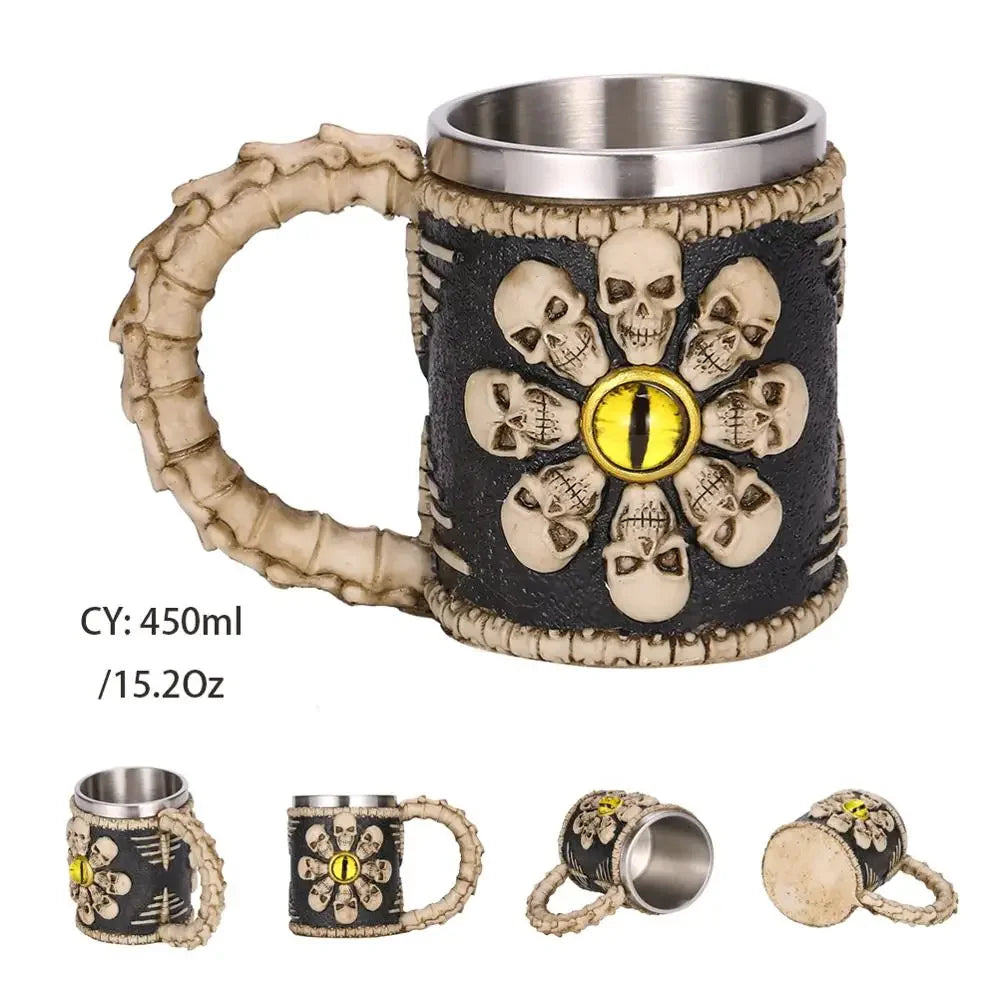 Vivolux | Mittelalterlicher Drachenharz-Edelstahlbecher als Kaffeebecher oder Teebecher