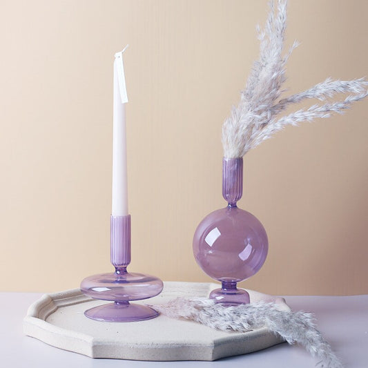 Vivolux | Lila Kerzenständer aus Glas