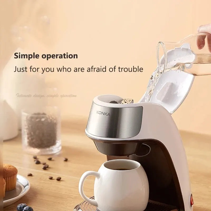 Vivolux | KONKA Kaffeemaschine 2 in 1, Tee- und Kaffeepulver, mehrere Tropfen, Cafeteria, schnelles Aufheizen, Büro und Zuhause, 220 V, einfache Bedienung