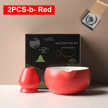 Variant image for Traditionelle Japanische Matcha-Schüssel mit Ausguss und Whiskhalter – Keramik Teezeremonie Set in Elegantem Farbverlauf-4