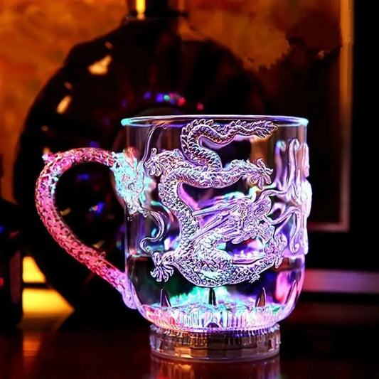 Vivolux | 1 Stück Farbwechsel Leuchtende LED Drachen Tasse Wasser Aktiviert Lichter Bier Kaffee Milch Tee Wein Whiskey Bar Becher Reise Kreatives Geschenk