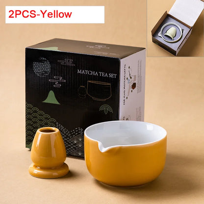 Variant image for Traditionelle Japanische Matcha-Schüssel mit Ausguss und Whiskhalter – Keramik Teezeremonie Set in Elegantem Farbverlauf-12