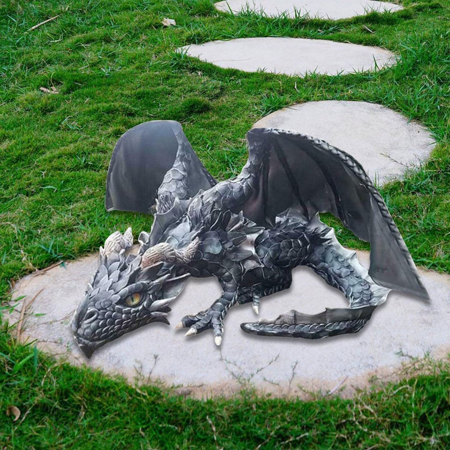 Vivolux | Hockende Drachenwächter-Statue: Gotische Außendekoration