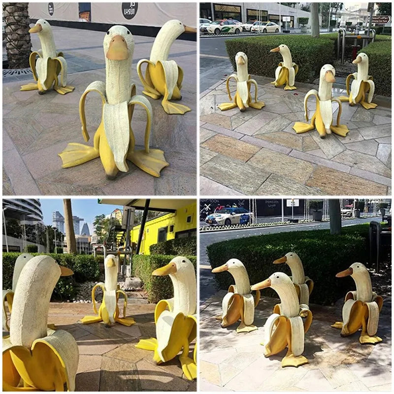 Vivolux | Bananen-Enten-Skulptur | Verspielte Gartendekoration!