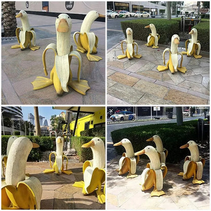 Vivolux | Bananen-Enten-Skulptur | Verspielte Gartendekoration!