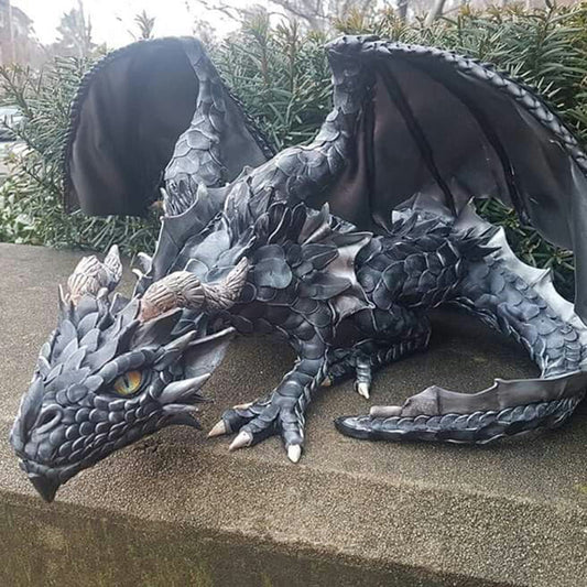 Vivolux | Hockende Drachenwächter-Statue: Gotische Außendekoration