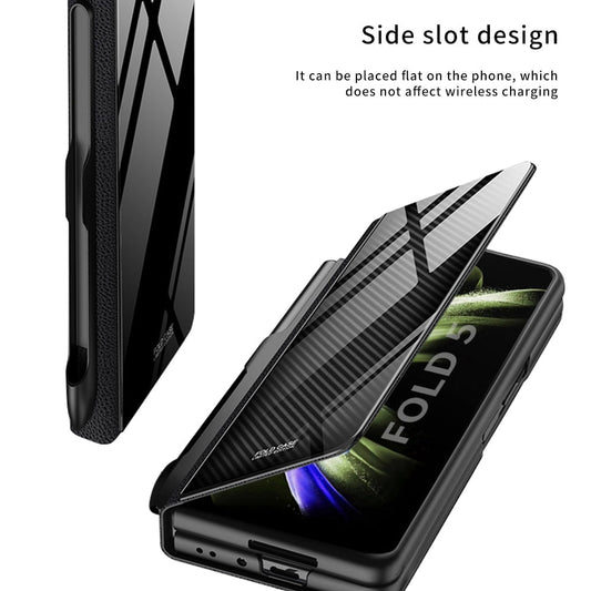 Vivolux | Stoßfeste Rüstungshülle Hülle Glas Abdeckung Ständer Einfügkarte Lederhülle für Samsung Galaxy Z Fold 5/4