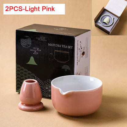 Variant image for Traditionelle Japanische Matcha-Schüssel mit Ausguss und Whiskhalter – Keramik Teezeremonie Set in Elegantem Farbverlauf-2