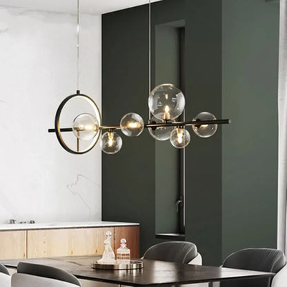 Vivolux | Modern Kreative Metall Kronleuchter Beleuchtung: 7/10 Klarglasblasen, Langes Runddesign mit G9 Lichtarmatur