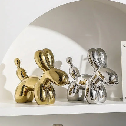 Vivolux | Nordic Keramik Ballon Hund Skulptur Gold Tier Dekorationen Statue Wohnzimmer Ornamente Kreative Desktop Ornament Wohnkultur