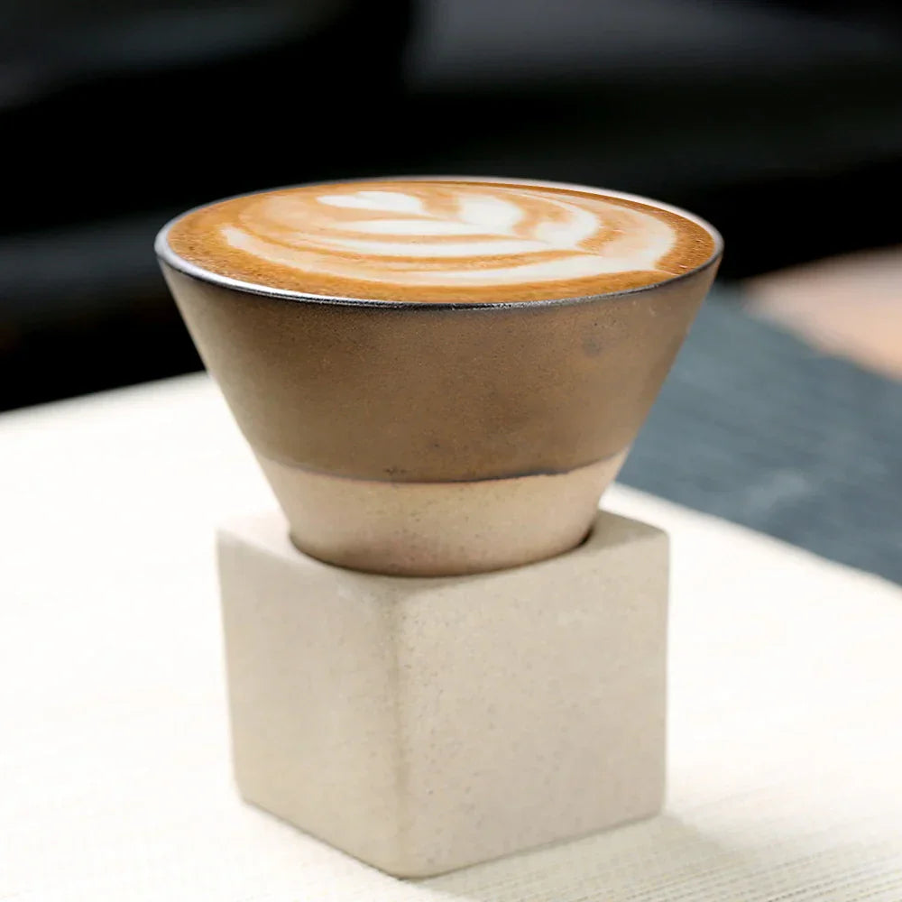 Vivolux | Japanische Kaffeetasse mit Untertasse, 1 Stück, Retro-Keramik-Teetasse, Becher, Latte, Espresso, Pull0, Blumen-Cappuccino, neue Keramiktasse, 100 ml/3,5 oz