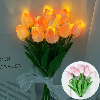 Vivolux | LED-Lampe mit künstlichem Tulpenblumenstrauß perfekt für Geschenke oder als Hochzeitsfeier-Hausdekorationen