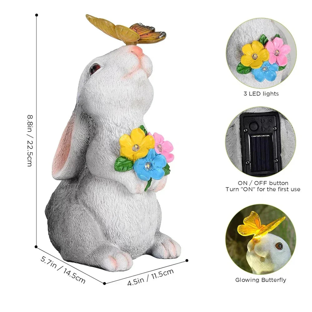 Vivolux | Schmetterling und Blumen Hase Gartenlicht