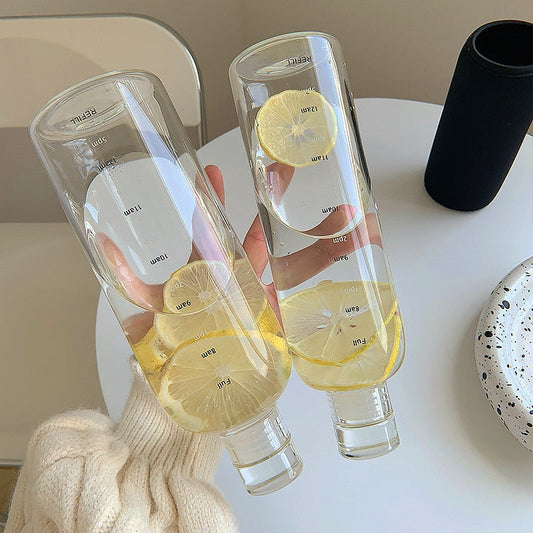 Vivolux | Zeit-Skalen hitzebeständige Glas Wasserflasche