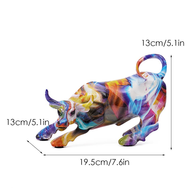 Vivolux | Graffiti-Malerei Harz Bull Figuren Home Wohnzimmer Schlafzimmer Büro Desktop Feng Shui Ornamente Sammlung Statuen