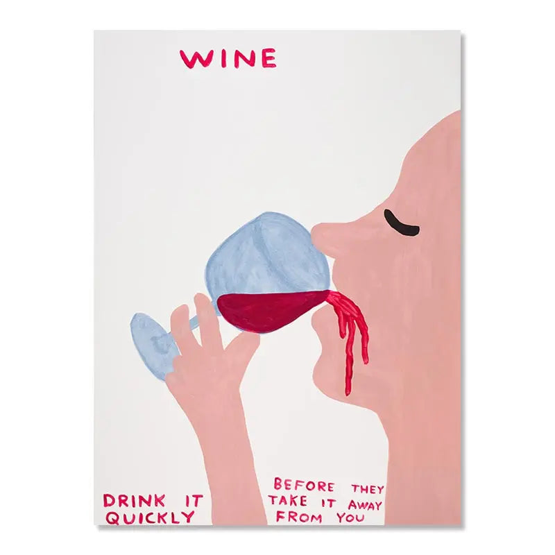 Vivolux | David Shrigley Rabbit Cat Wine Biscuit Train Wall Art Abstract Prints Canvas Painting Nordic Poster Pictures Living Room Decor