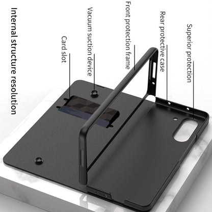 Vivolux | Stoßfeste Rüstungshülle Hülle Glas Abdeckung Ständer Einfügkarte Lederhülle für Samsung Galaxy Z Fold 5/4