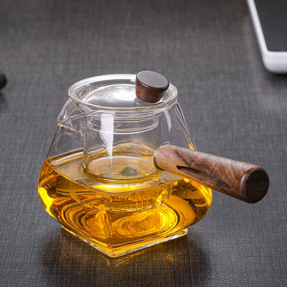Vivolux | Japanische Glas-Teekanne mit Holzgriff, kochende Teekanne, elektrischer Keramik-Ofen, Teebereiter, hochwertiges Tee-Set, hitzebeständige Teekanne, 700 ml
