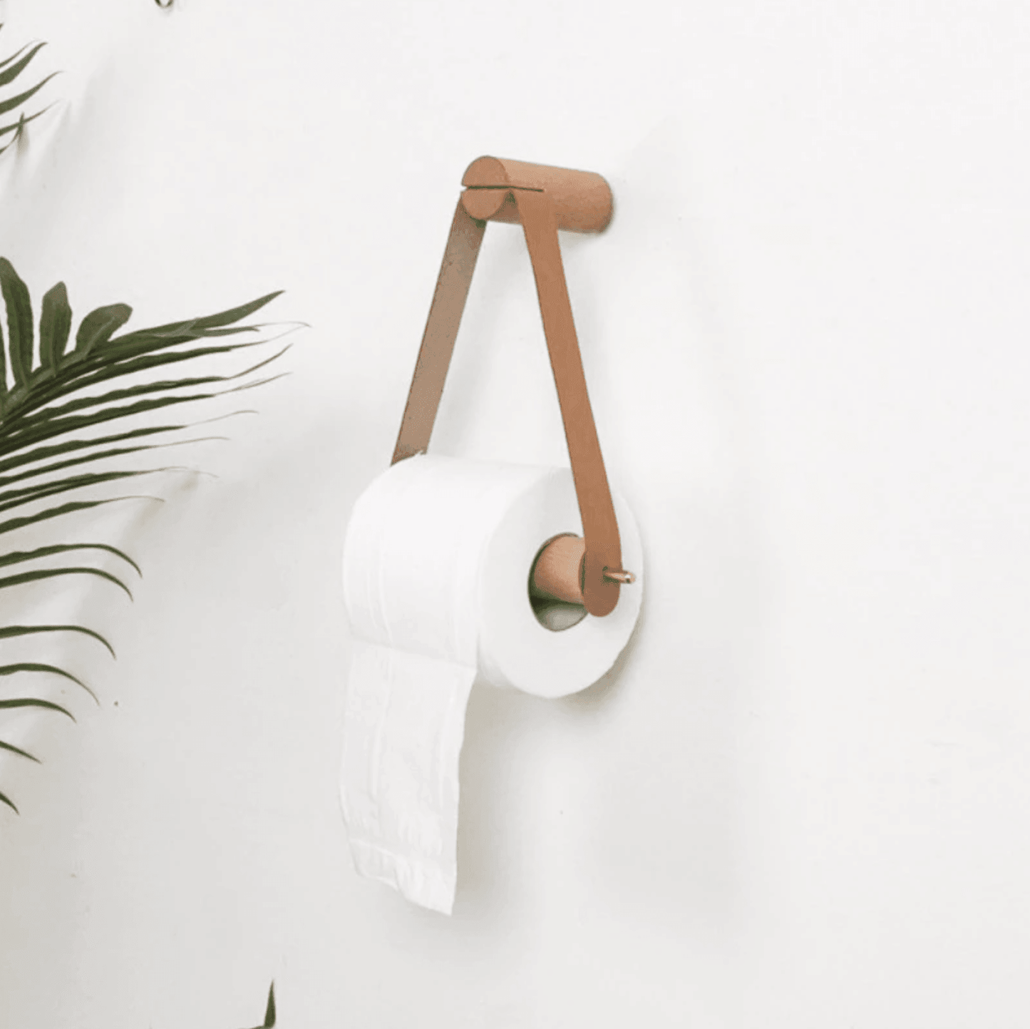 Vivolux |  Hochwertiger Toilettenpapierhalter | Eiche & Kunstleder | Minimalistisches Badezimmer-Design
