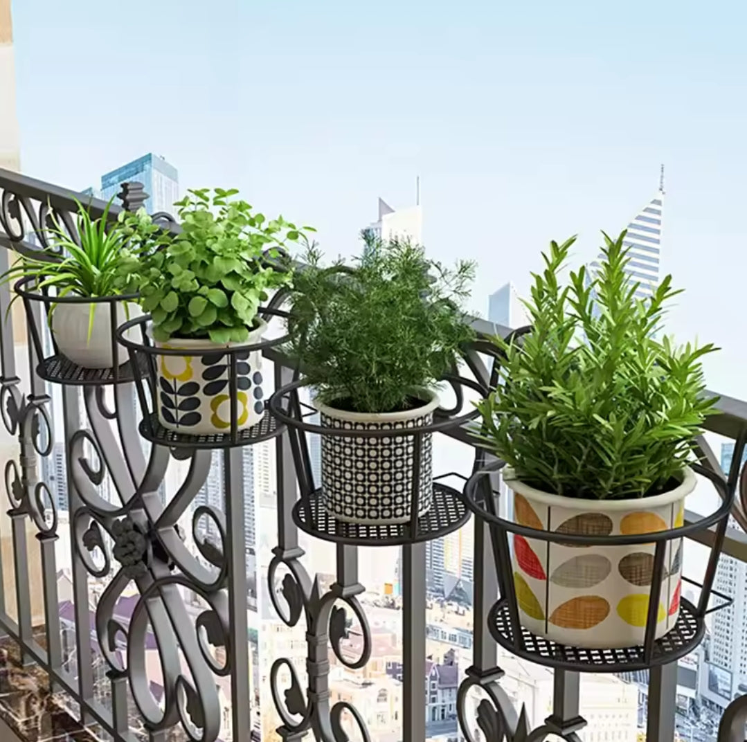 Vivolux | 3Pc Über den Balkon BlumenTopfhalter SchwarzNov