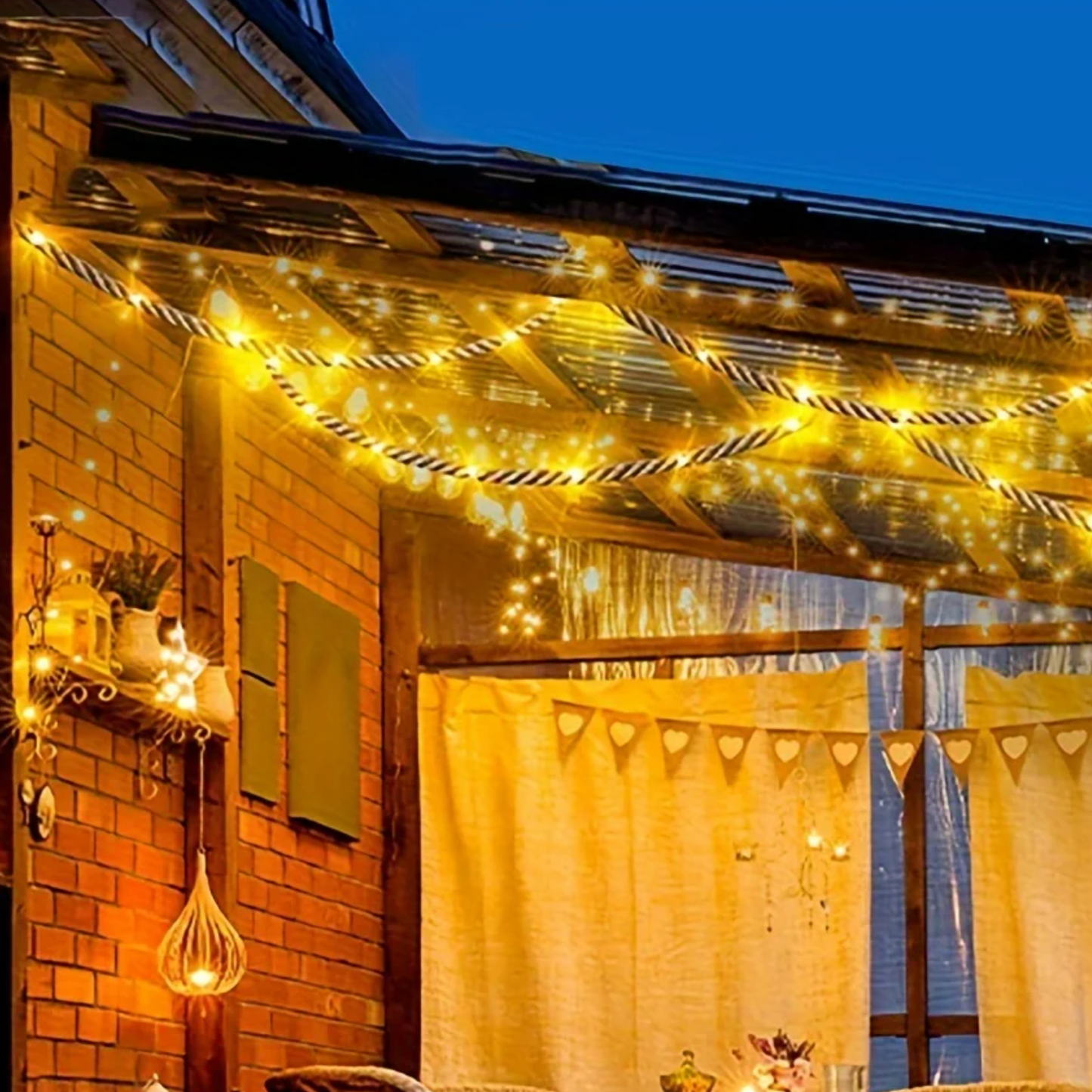 Vivolux | SolarRope | Solarbetriebenes Hanfseillicht | Nachhaltige Dekobeleuchtung für Garten & Terrasse
