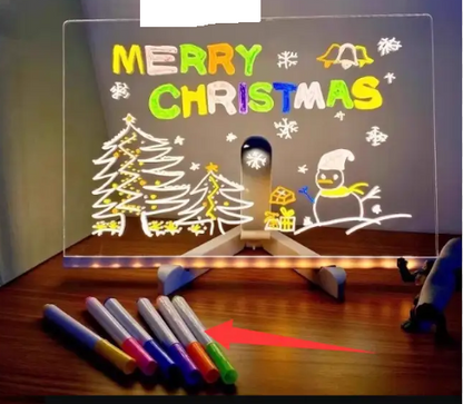 Vivolux | USB LED Notizboard mit 12 Farbstiften - Leuchtende Nachrichtenboard für Büro & Zuhause