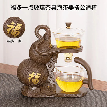 Vivolux | Kung Fu Teekanne Haushalt magnetische Absaugung halbautomatische faule Teezubereitung Werkzeug Glas Tee-Set