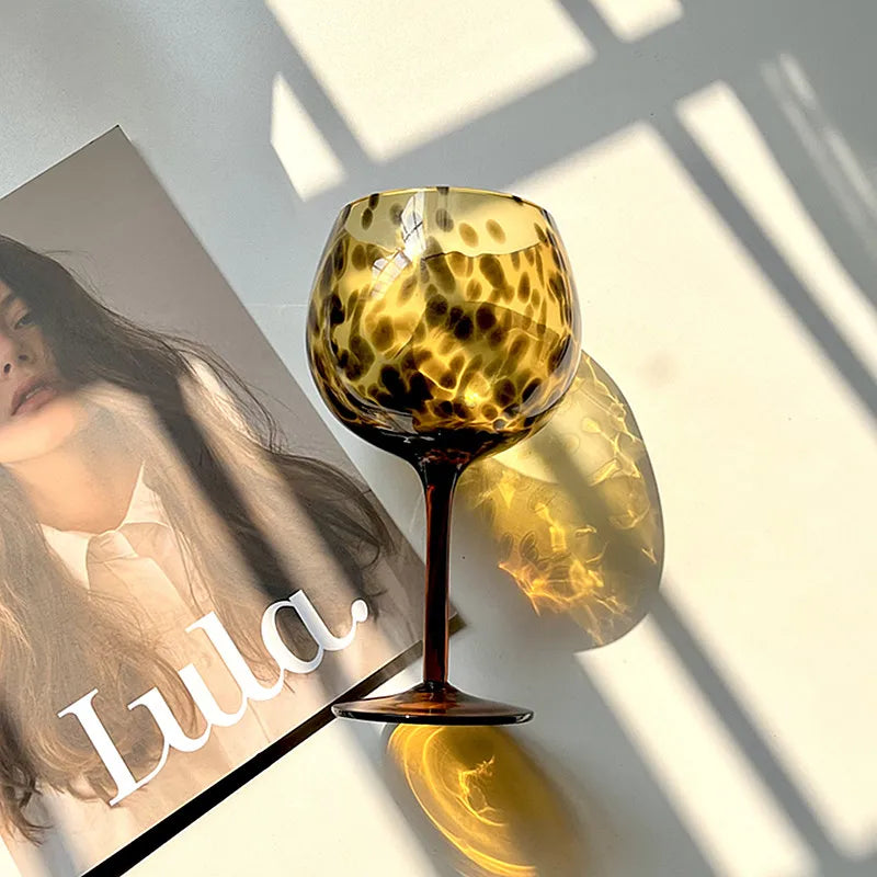 Vivolux | Vintage Amber Leopard-Print Weinglas