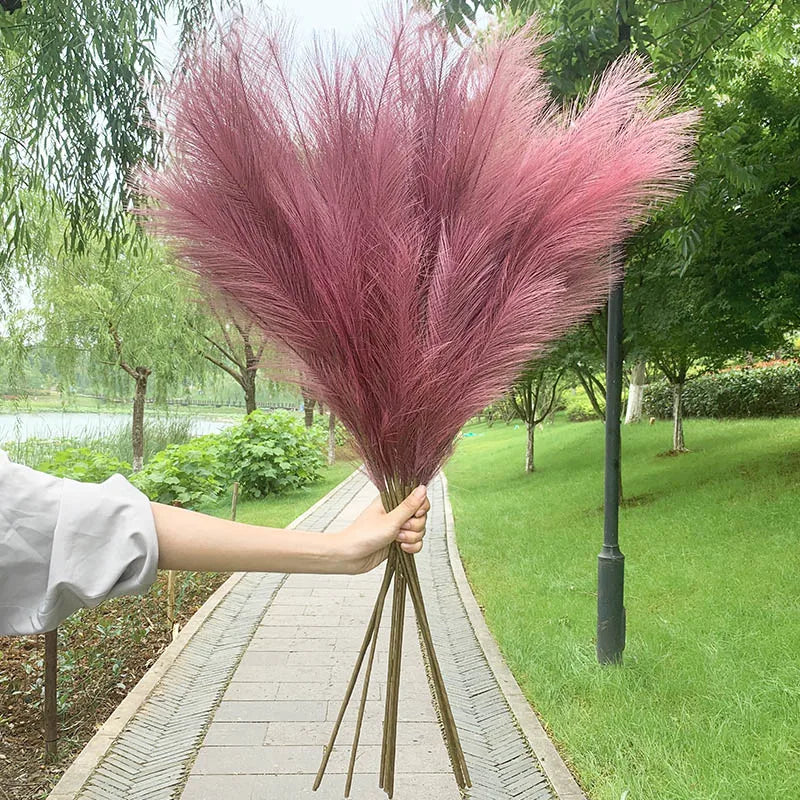 Vivolux | 5 Stück 100 cm Künstliches Pampasgras Trockenrohr Blumenstrauß Hochzeitsfeier Dekoration Zuhause Raum DIY Künstliche Pflanzen Dekorationsbedarf