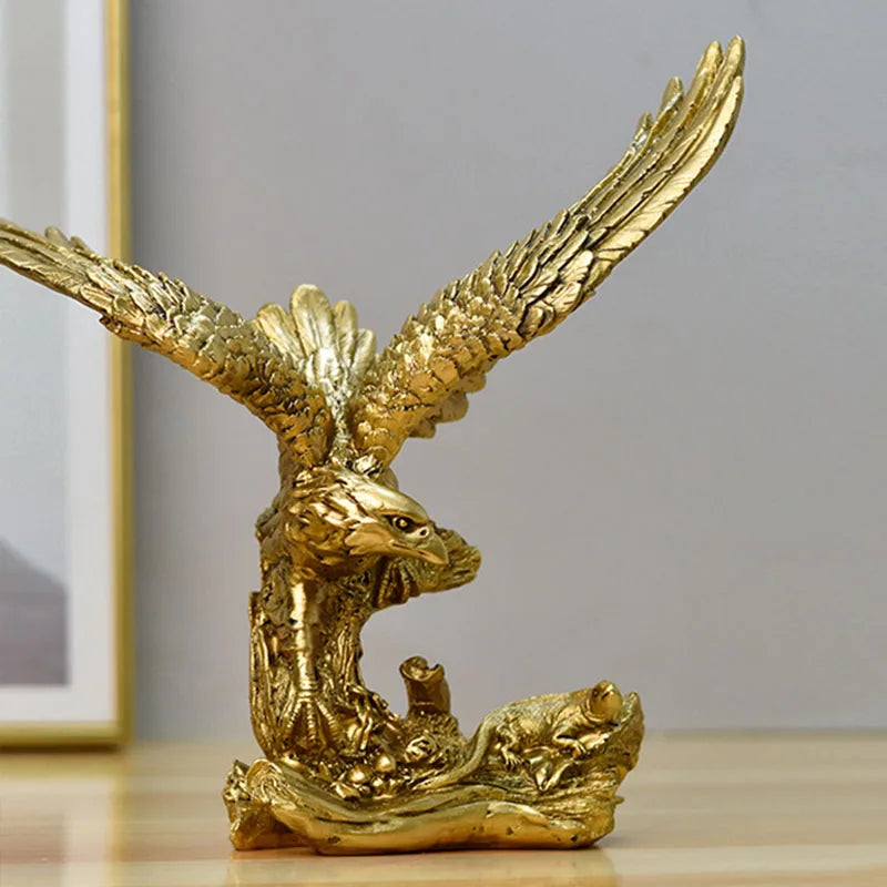 Vivolux | Resin Goldener Adler Statue Kunst Tier Modell Sammlung Ornament Zuhause Büro Schreibtisch Feng Shui Dekor Figuren einfach