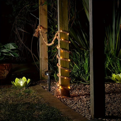 Vivolux | SolarRope | Solarbetriebenes Hanfseillicht | Nachhaltige Dekobeleuchtung für Garten & Terrasse