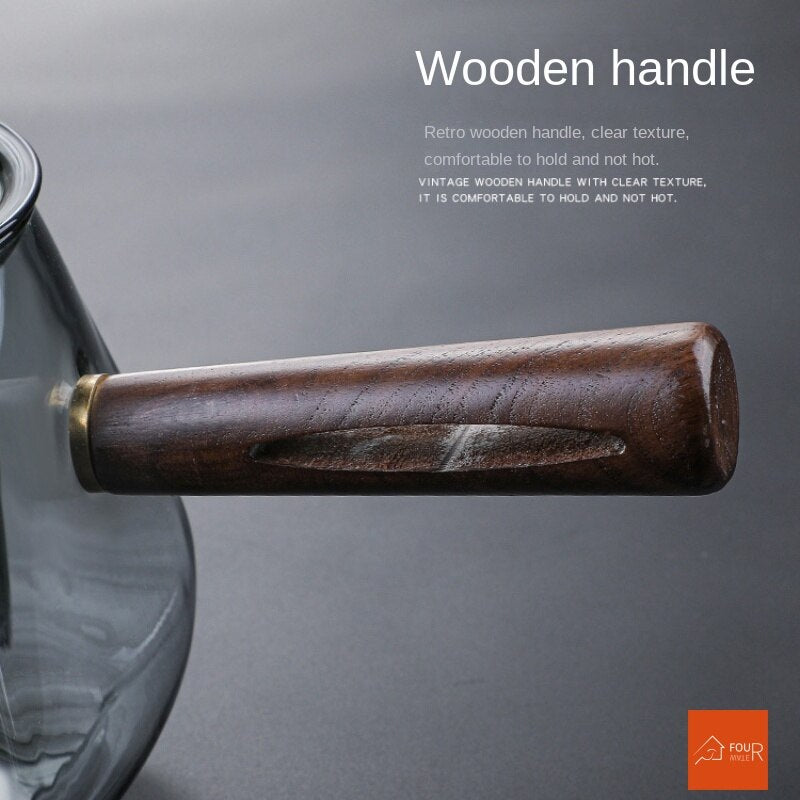 Vivolux | Japanische Glas-Teekanne mit Holzgriff, kochende Teekanne, elektrischer Keramik-Ofen, Teebereiter, hochwertiges Tee-Set, hitzebeständige Teekanne, 700 ml
