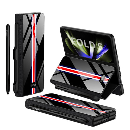 Vivolux | Stoßfeste Rüstungshülle Hülle Glas Abdeckung Ständer Einfügkarte Lederhülle für Samsung Galaxy Z Fold 5/4