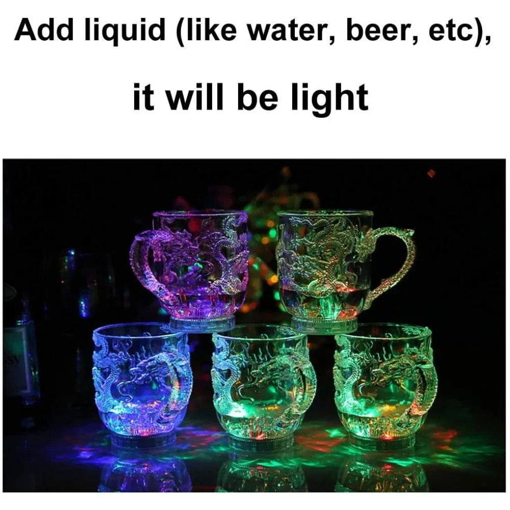 Vivolux | 1 Stück Farbwechsel Leuchtende LED Drachen Tasse Wasser Aktiviert Lichter Bier Kaffee Milch Tee Wein Whiskey Bar Becher Reise Kreatives Geschenk