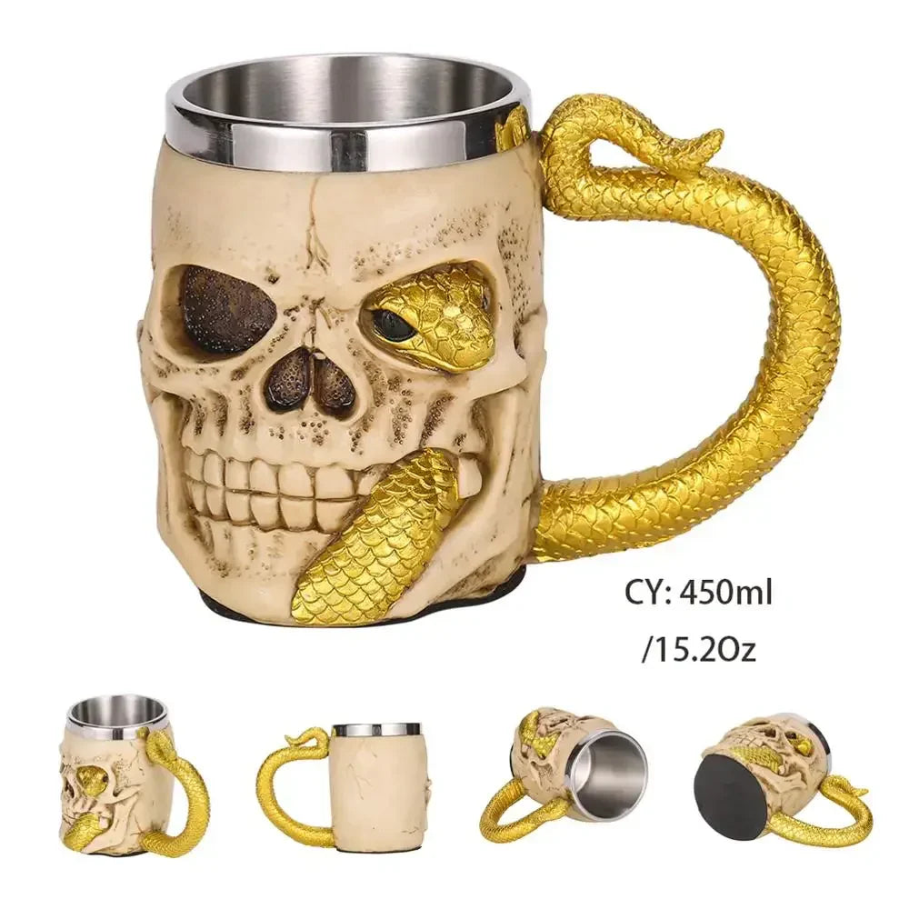 Vivolux | Mittelalterlicher Drachenharz-Edelstahlbecher als Kaffeebecher oder Teebecher