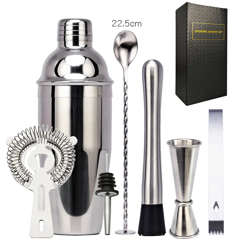 Vivolux | 550 ml/750 ml Edelstahl Cocktail Shaker Mixer Trinken Barkeeper Set Bars Set Werkzeuge Mit Wein Regal Ständer Werkzeug für Geburtstag Geschenk