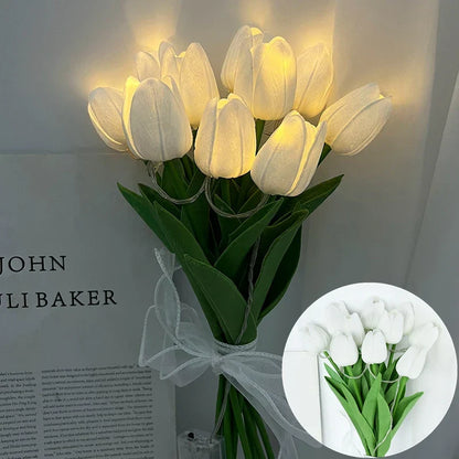 Vivolux | LED-Lampe mit künstlichem Tulpenblumenstrauß perfekt für Geschenke oder als Hochzeitsfeier-Hausdekorationen