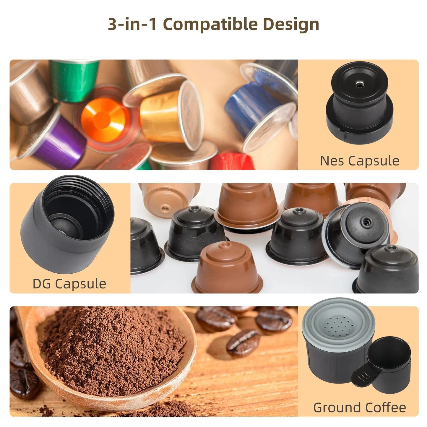 Vivolux | Tragbare Kaffeemaschine Espressomaschine Handpresse Kapsel gemahlener Kaffeebrüher tragbar für Reisen und Picknick, BioloMix