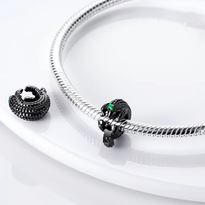 Vivolux | 925 Silber Goldener Leopard Charms Perlen Bunte Chamäleon Nashorn Löwe Skarabäus Katze Anhänger Passend für Original Pandora Armband Schmuck