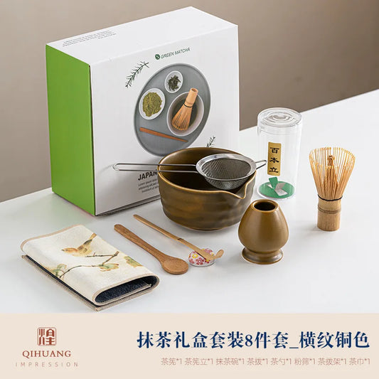 8-teiliges Matcha Set mit Bambus-Schneebesen und Keramikschale – Ideal für authentische Matcha Teezeremonien-1