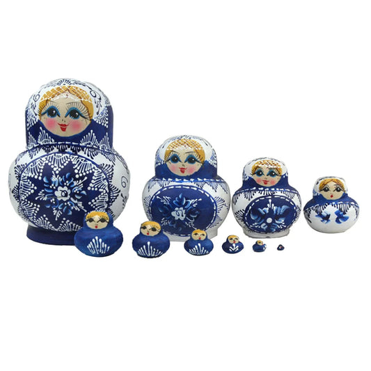 Vivolux | 10 Stück/Set Holz Russische Matroschka Puppen
