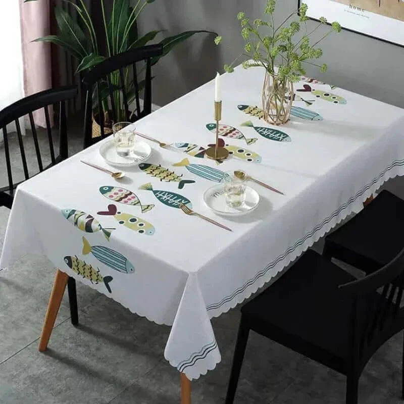 Vivolux | Rechteckige Fleckenresistente Tischdecke mit aquatischem Motiv